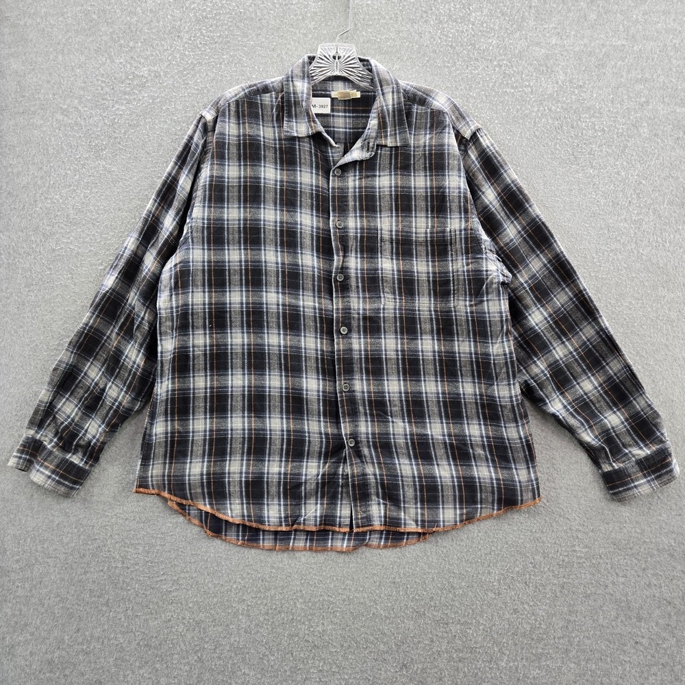 Carbon2cobalt Men Button Up Shirt L Gray Plaid Flannel Casual